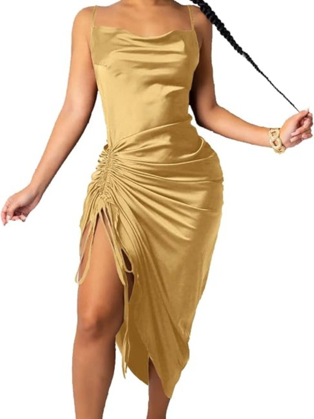 Gold Club Dress Sexy Dress for Women Wedding Party Birthday Spaghetti Strap